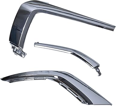 3-Pack Front Bumper Chrome Molding Trims Left LH Driver Side Replacement for Mitsubishi Outlander 2016-2019