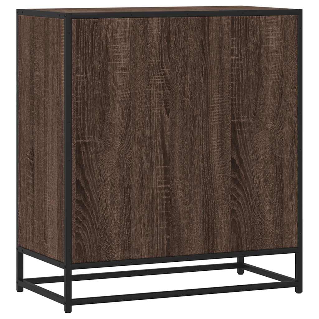 Komoda bruin eiken 68x35x76 cm houtvezelplaat metaal stabiliteit opbergkast industriële stijl woonkamer hal keuken meubel