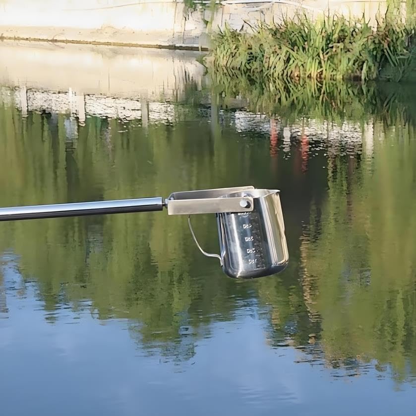 Louche télescopique acier inoxydable 1000 ml avec tige réglable 4m pour prélèvement d'eau