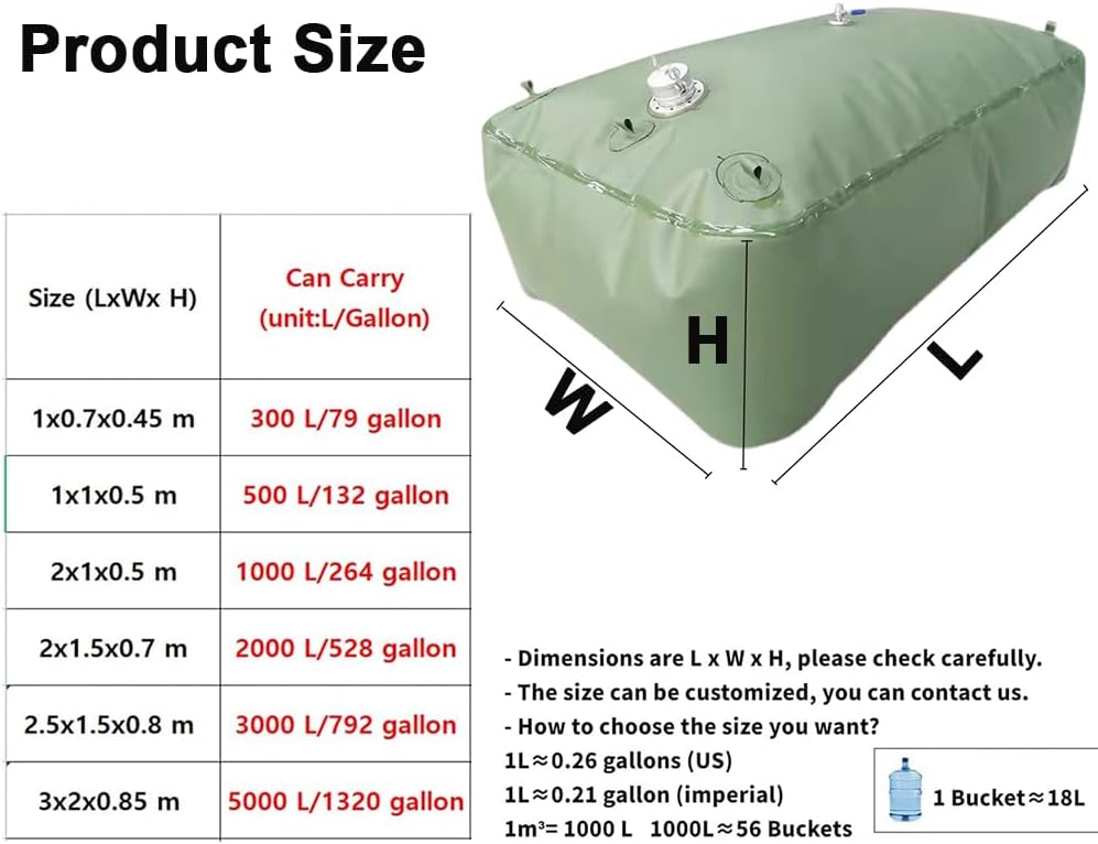 Foldable Large Capacity Oil Bag, Gasoline Container, Portable Oil Drum, Outdoor Large Fuel Storage Container, TPU Soft Gasoline Storage Bag Diesel Bag,5000L