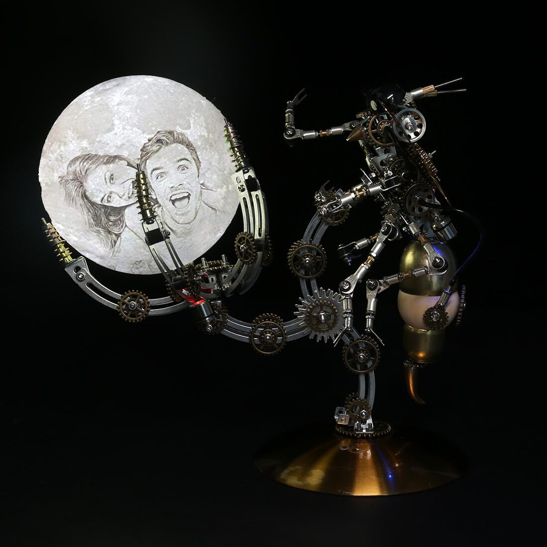 Metalowe puzzle 3D - 627 elementów, metalowy montaż, zabawka, mechaniczny zestaw modelowy z 3 kolorami światła księżyca i lampami Tap (domyślny obraz główny, możliwość dopasowania napisu i logo)