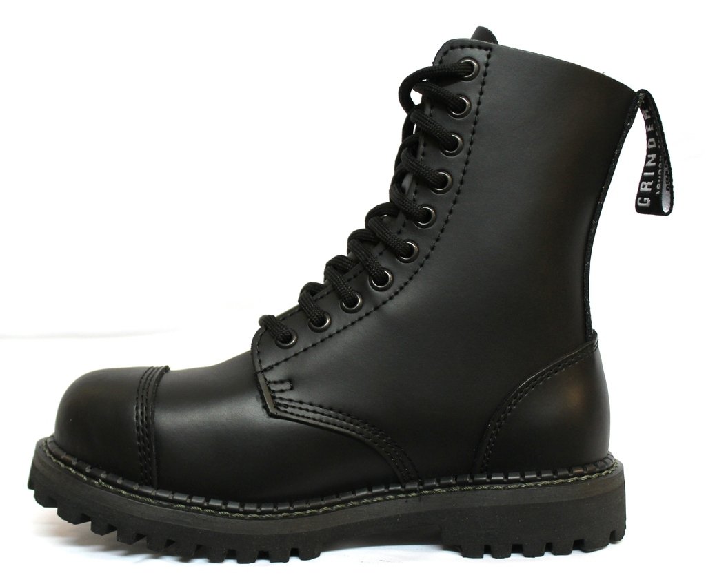Grinders Stag Opaco Punta Sicurezza Militare Nero Metallo Stivali Unisex Punk del Motociclo