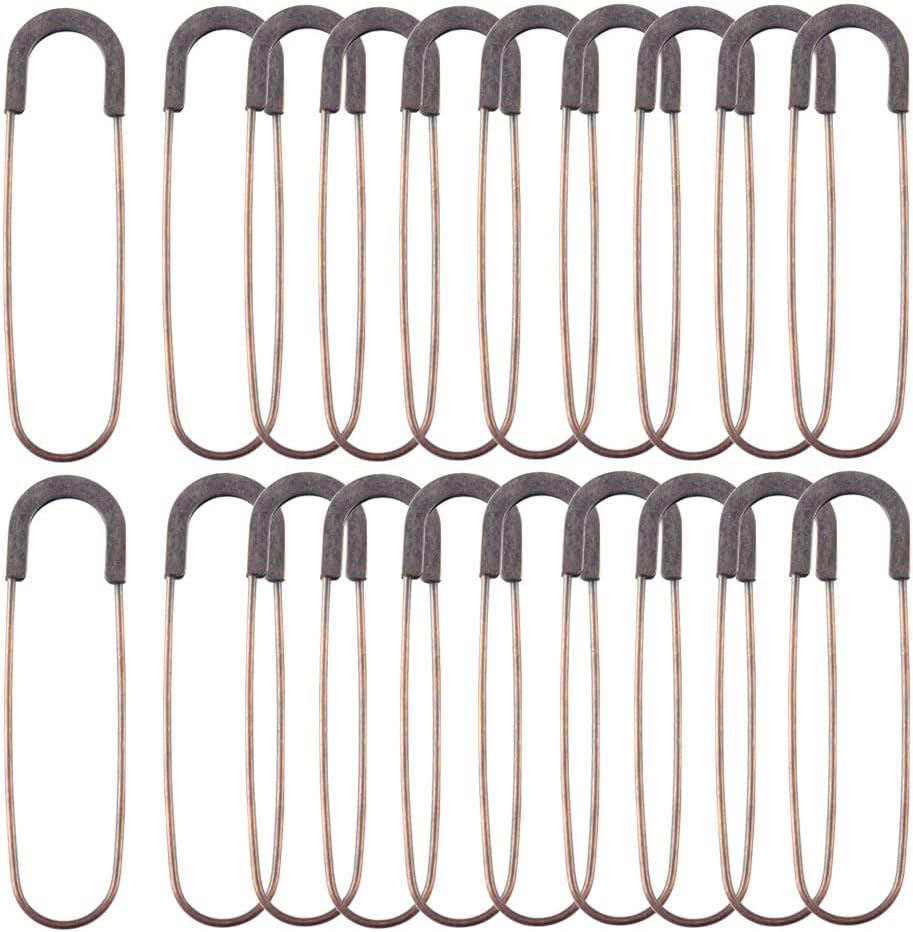Large Safety Pins Sewing Pins - 7 Color 80mm Metal pins Giant Jumbo Safety Pins for for Clothing Apparel Accessories DIY Sewing (Bronze 20pcs)
