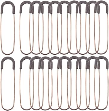 Metal Large Safety Pins, Copper, Giant Jumbo, 80mm