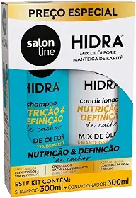 Salon Line, Kit Shampoo e Condicionador, Hidra, Nutrição & Definição de Cachos, Vegano - Para Cabelos Ondulados, Cacheados e Crespos, 300ml