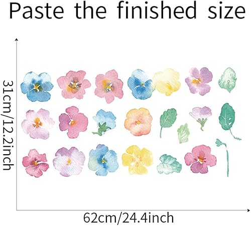 Miniatura 7 de Calcomanías de pared de flores calcomanías de pared de flores de acuarela calcomanías estéticas de vinilo para despegar y pegar calcomanías de pared