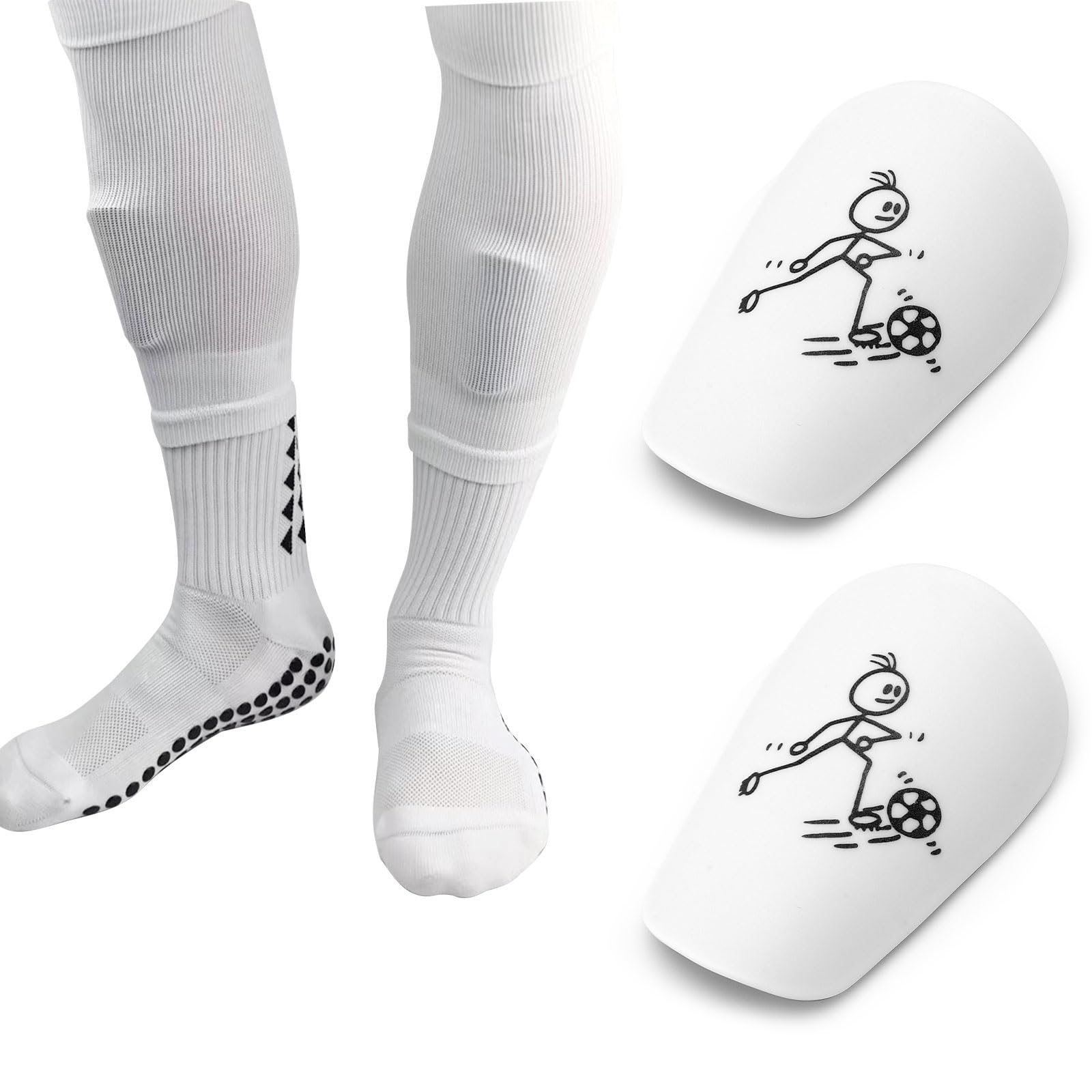 2 Paia Parastinchi Mini Calcio - 9.5x6cm, Nero E Bianco, Per Bambini E Adulti, Protezione Leggera - Foto 4