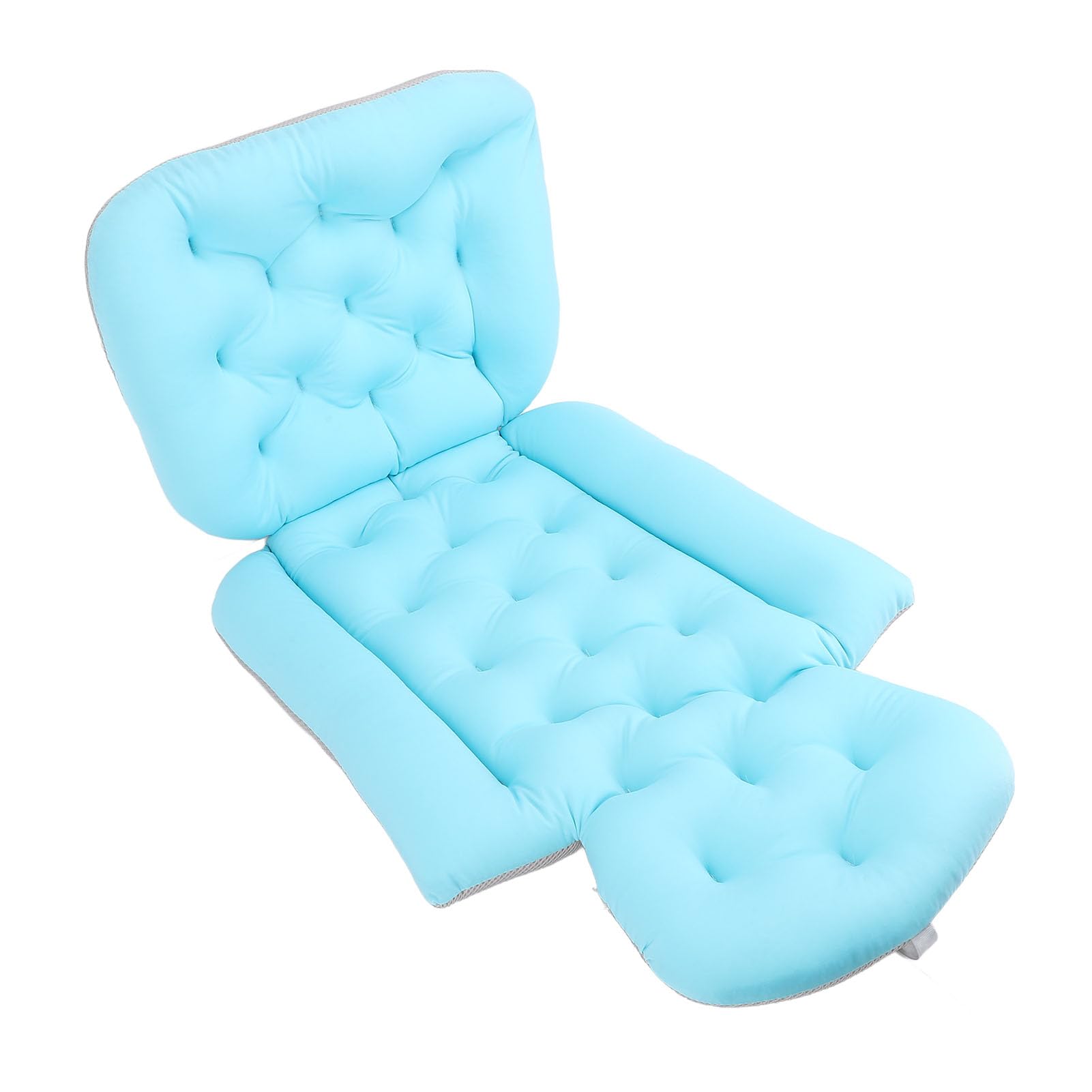 Cuscino bagno per tutto il corpo, antiscivolo, ad asciugatura rapida, supporto per il collo, cuscino per vasca bagno con ventosa, blu