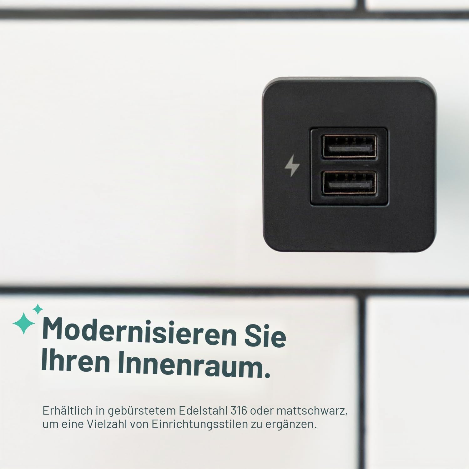Scanstrut SC-TILE-20 flächenbündige Dual USB-C Ladebuchse 10-32 V | Bis zu 36 W bei 12 V / 60 W bei 24 V | Ultraflaches Profil 40 mm Fußabdruck | Schwarzer Rahmen | USB-C Ladegerät für Marine- und