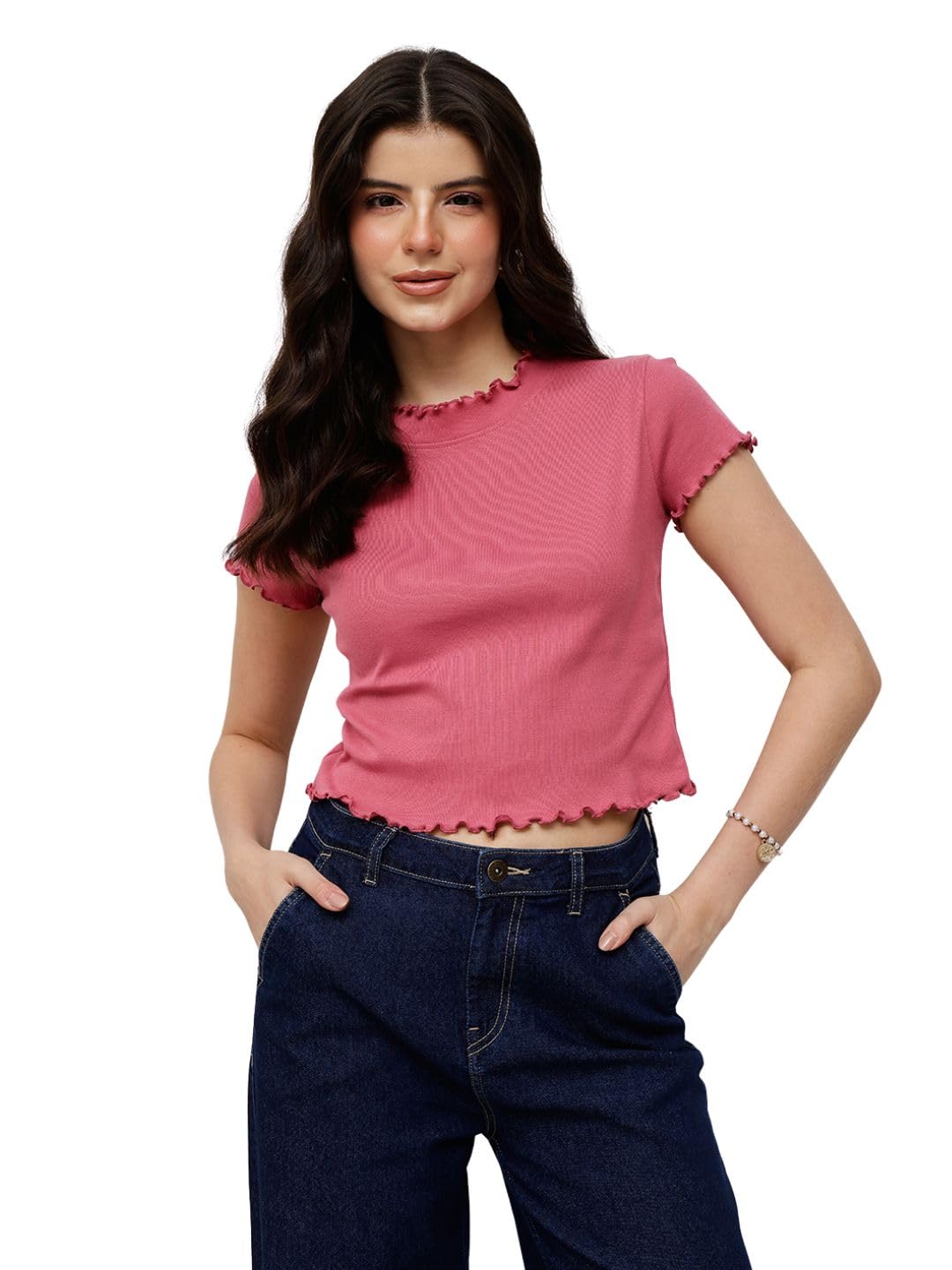 nümae Women's Ribbed Lettuce Hem Top-picture-11
