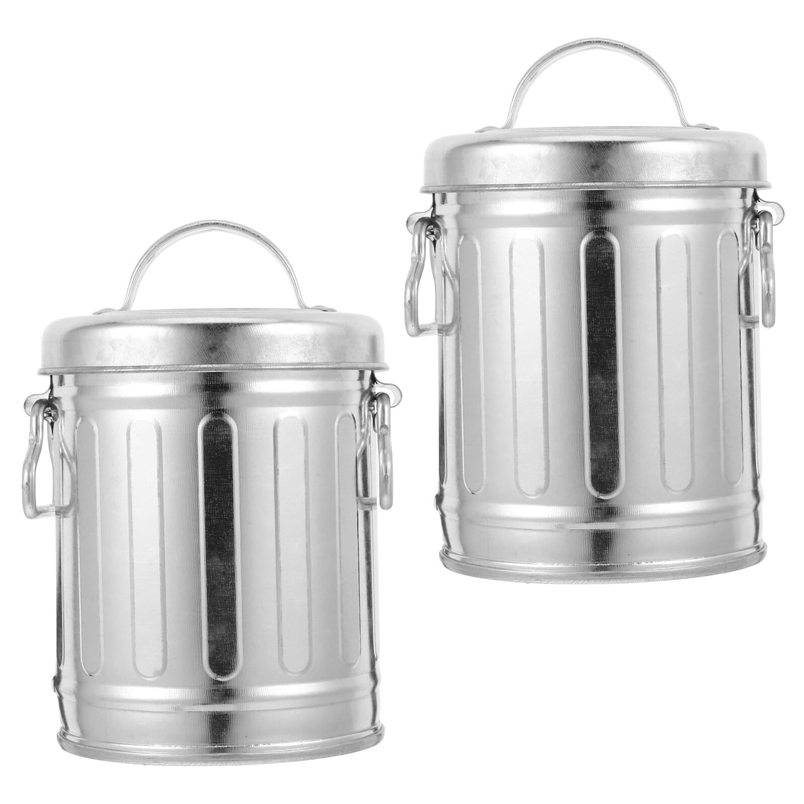 Poubelle avec Couvercle Métal Corbeilles à Déchets Étanches et Cendrier 2pcs
