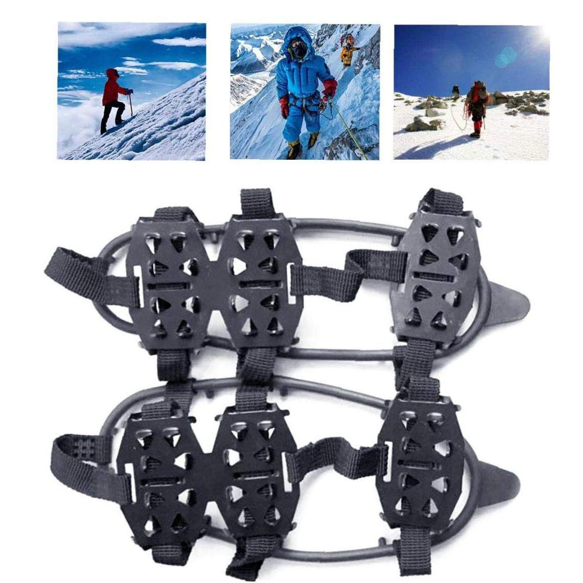 Crampons de Botte de Chaussure Crampons de Traction de Neige Chaussure Crampons antidérapants de Neige 24 Dents Couvre-Chaussures Noir 1 Paire Taille M