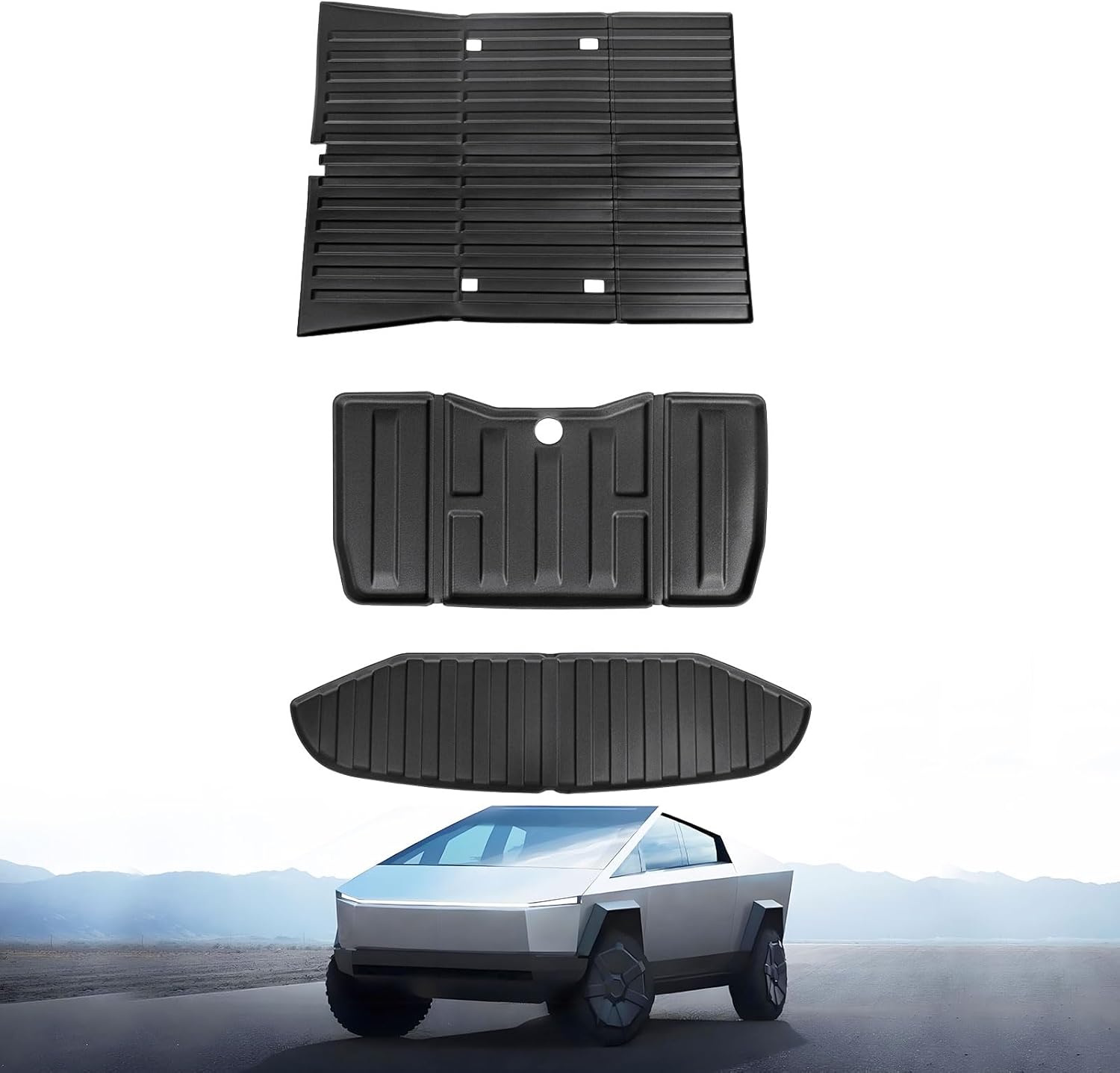 SeamlessTraverse Truck Bed Mats for 2024+ Tesla Cybertruck - TPE Cargo Liners, 3-Piece Set Accessories Durable Trunk Protection