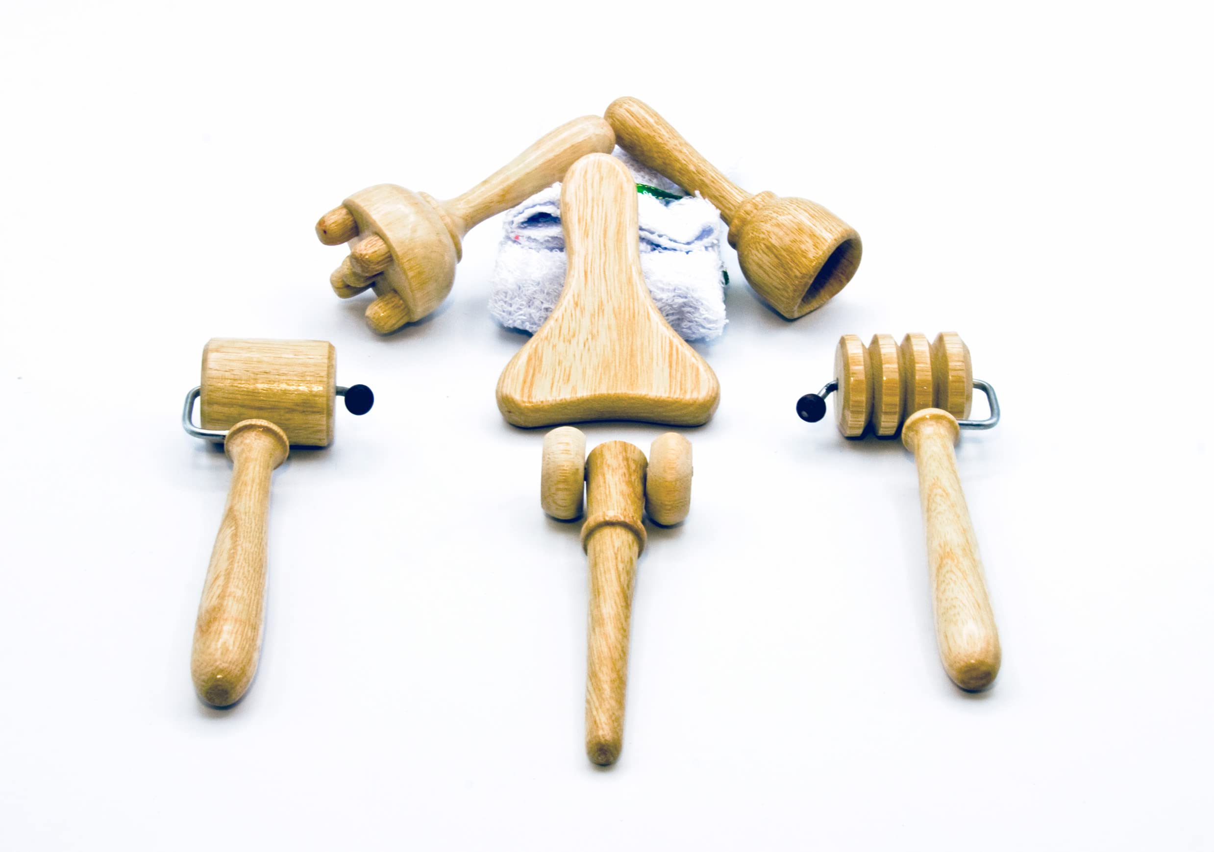 Set 6 Pièces Maderothérapie Visage Rouleaux Bois Coupe Suédoise