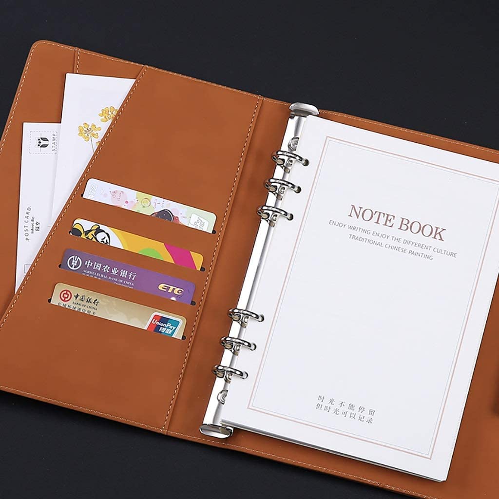 BmxauZ Quaderno con raccoglitore portatile in pelle PU A5 - Diario con copertina rigida squisito con carta sostituibile, ideale per gli studenti, dotato di chiusura elastica per comodità in movimento