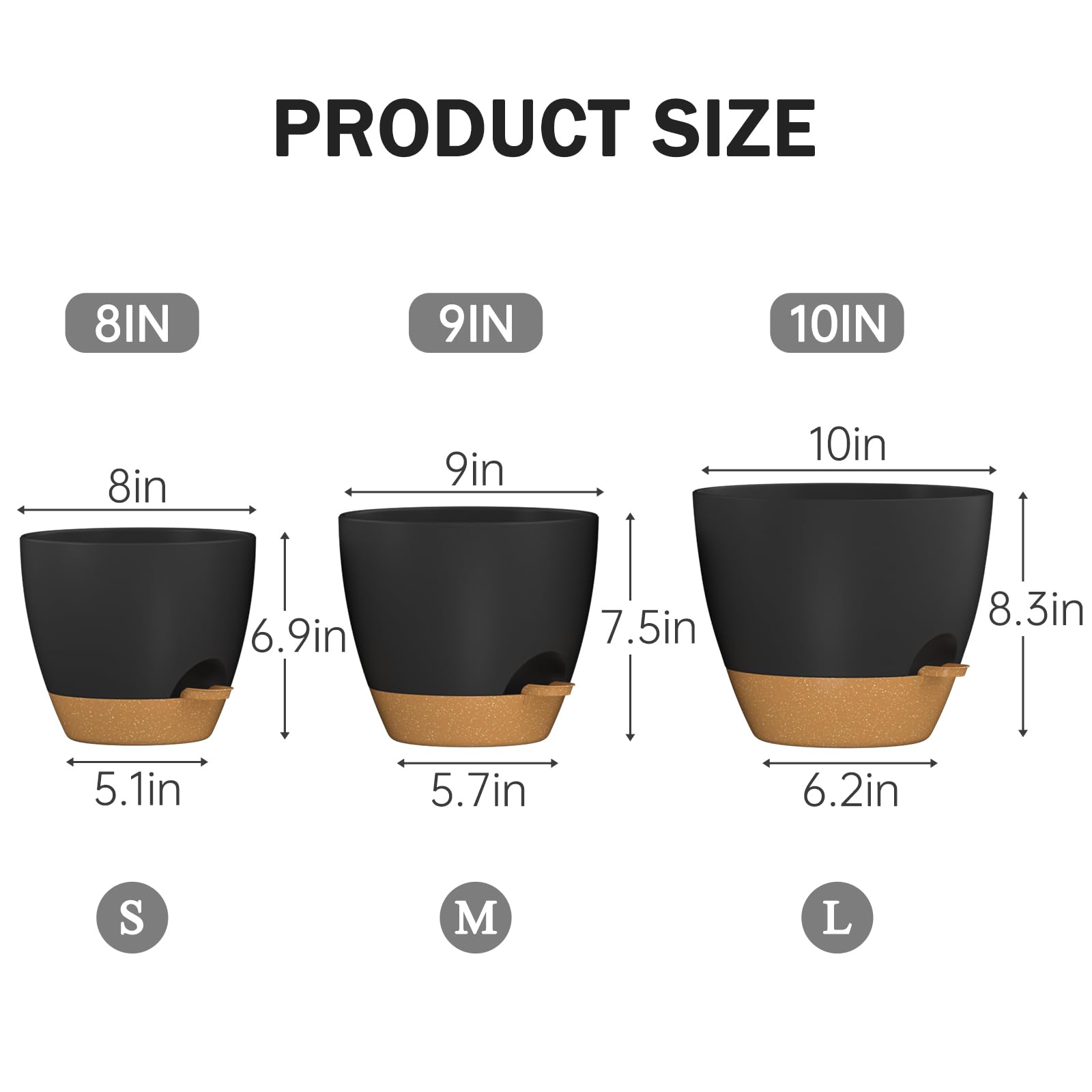 Snapklik.com : ZMTECH 8/9/10 Inch Self Watering Plant Pots