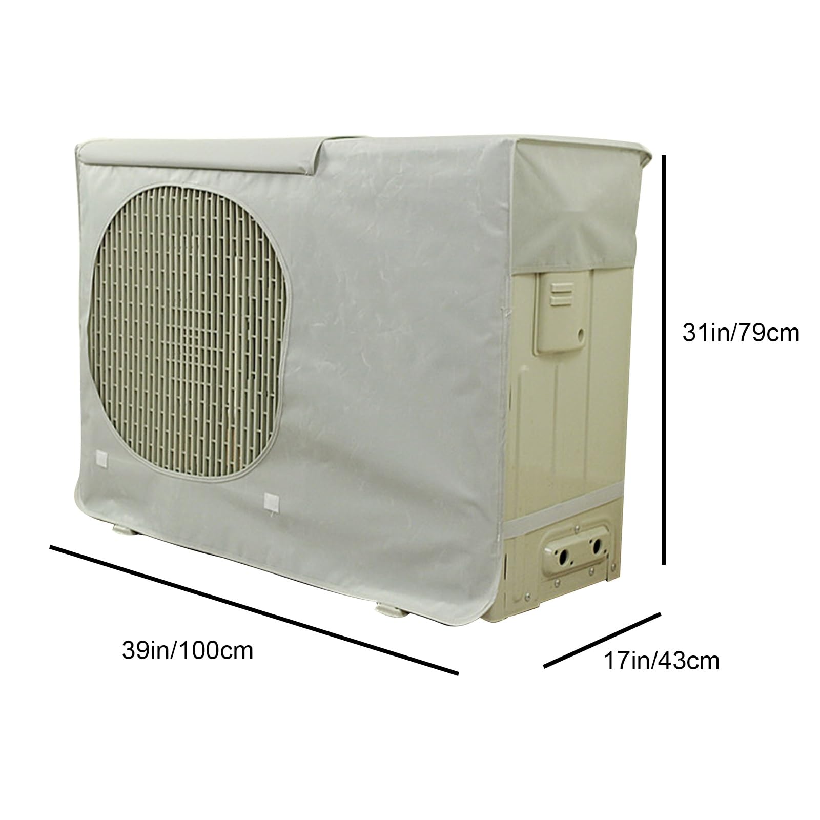 Copri Condizionatore da Esterno, Coperture Rcopertura Condizionatore, Copertura per Copricondizionatori Esterni Esterno con Design a Ribalta, Tessuto Oxford in PVC(Gray,100x79x43cm/39x31x17in)