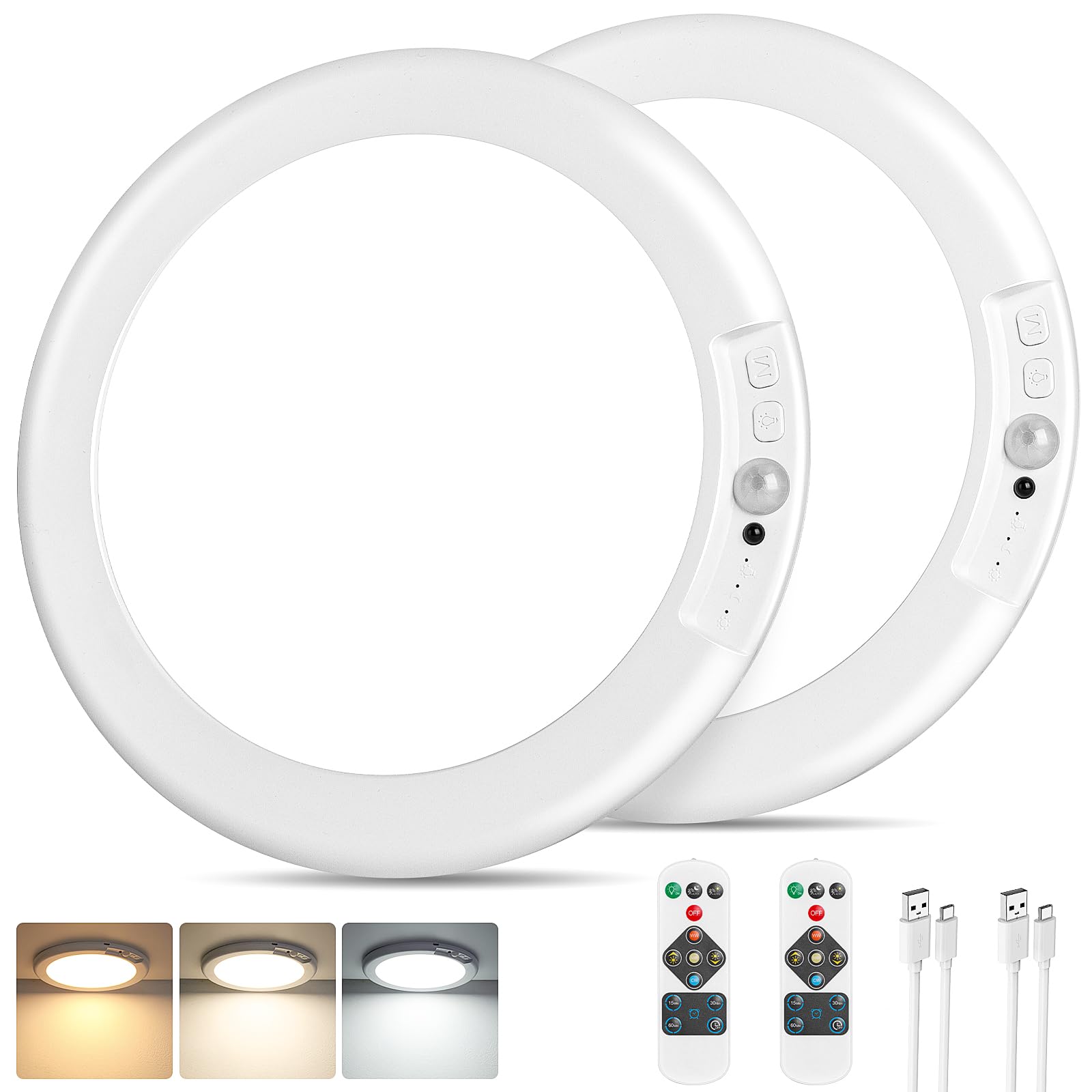 Rechargeable Motion Sensor Ceiling Light, 12000mAh Battery Closet Light