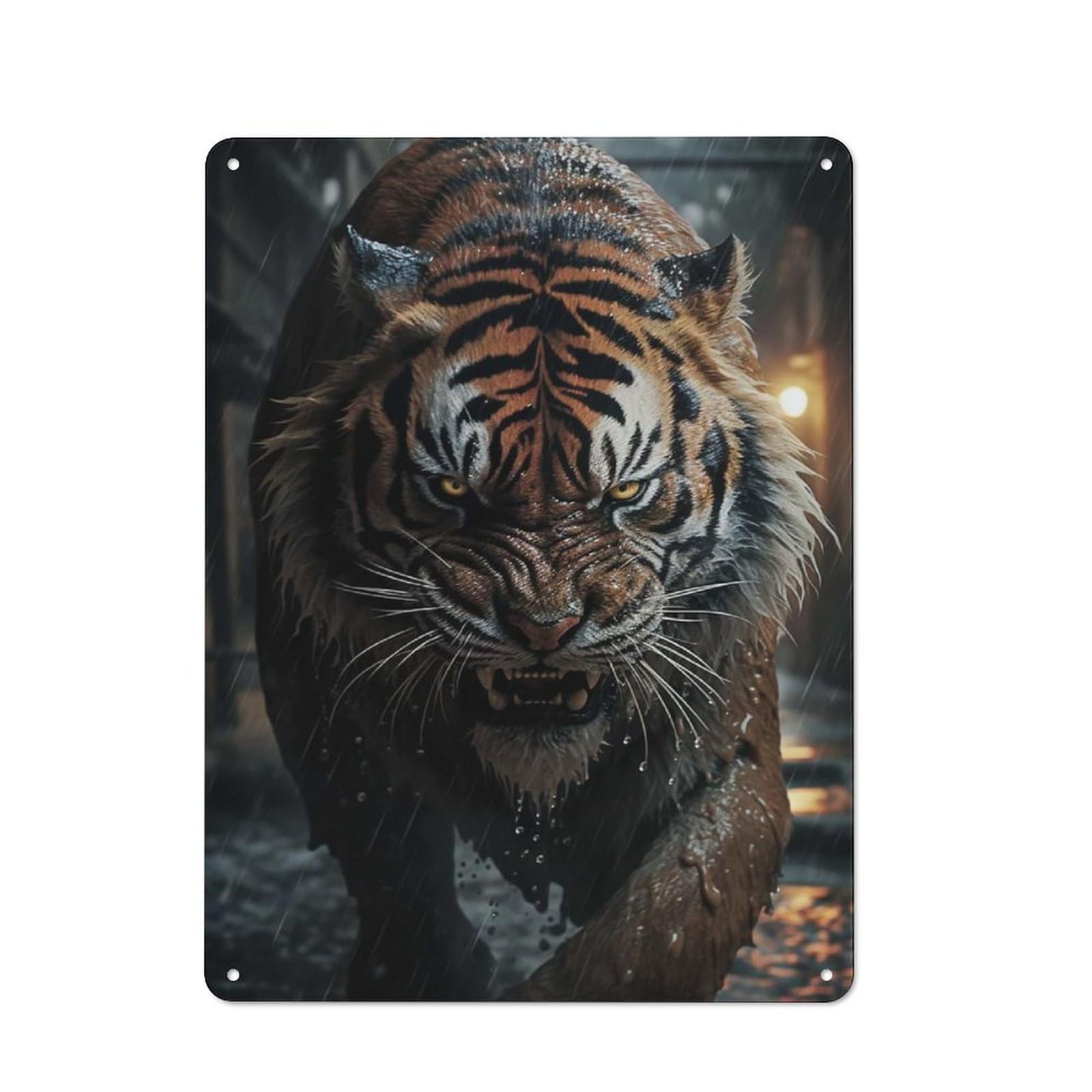 Tin Wall Plaque 40x30cm with The Predator Tiger for Hobby Room Or Studio, for Updating Hobby Room And Studio after Moving
