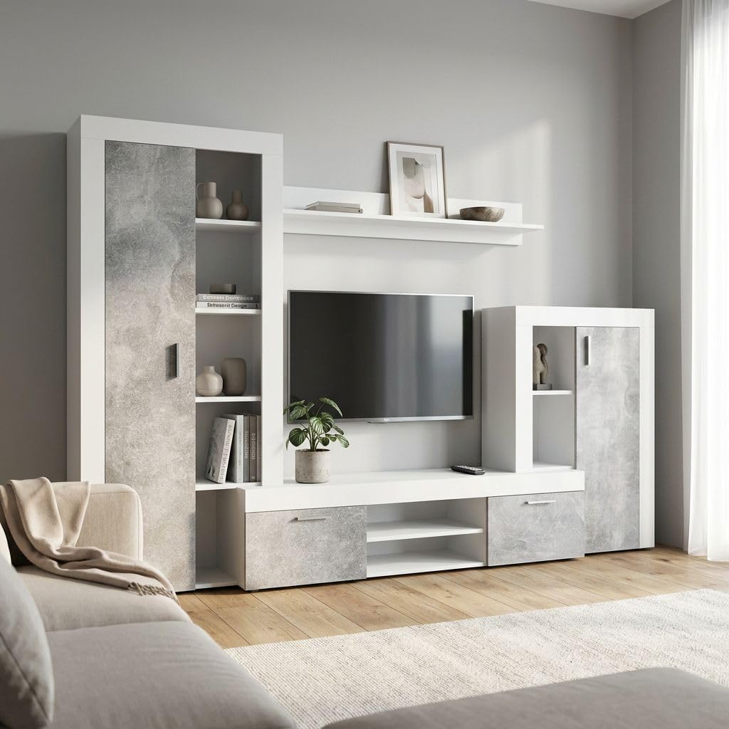 porta TV in legno massiccio di design moderno industrial cm 120 x 40 x 40 h