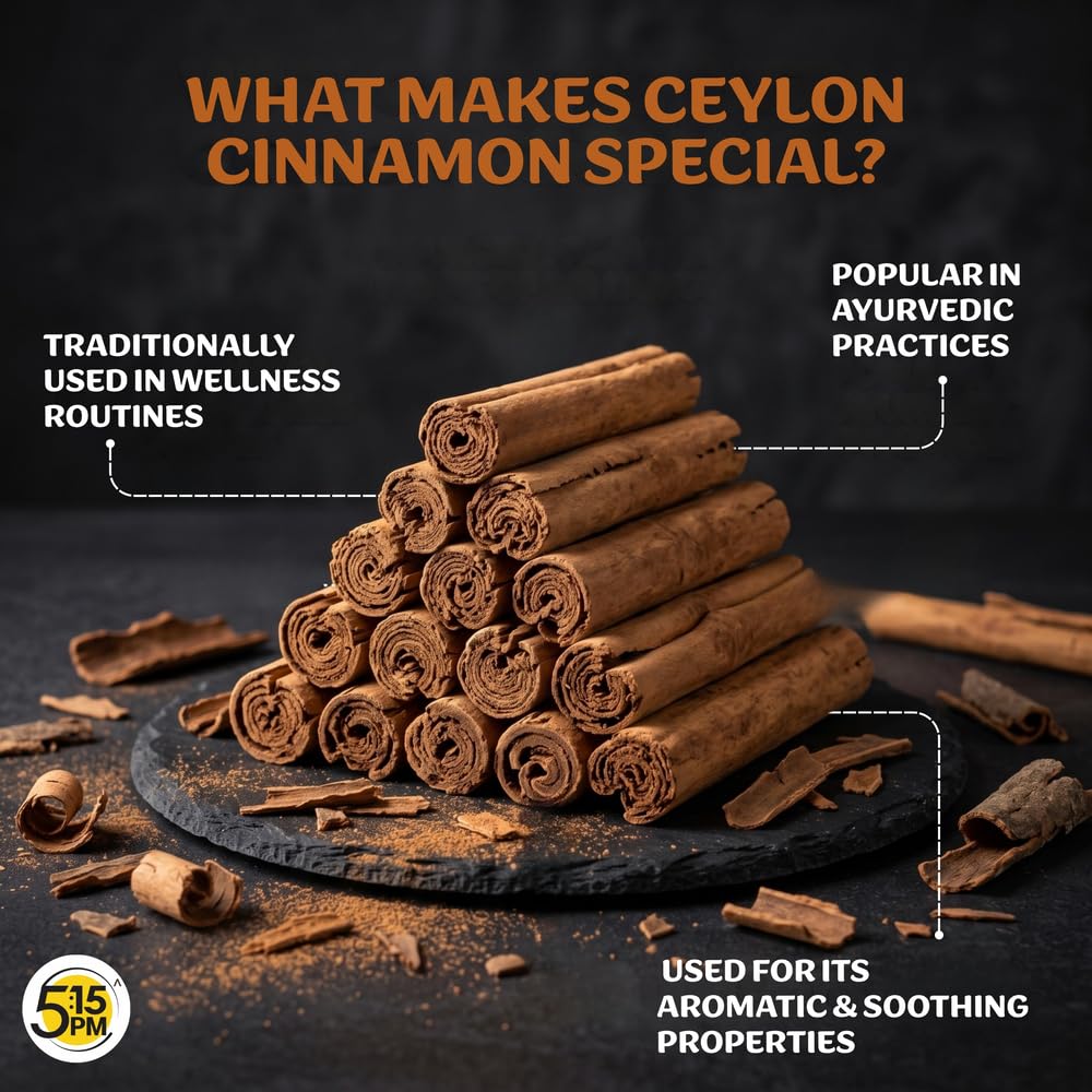 5:15PM Ceylon Cinnamon Sticks Original 100gm | SriLankan Dalchini Cinnamon Stick | World's Finest Ceylon Dalchini Quills | Genuine Source Certified 4