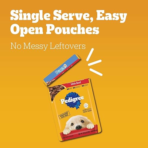 Miniatura 10 de Pedigree Puppy Soft Wet Dog Food - Paquete variado de alimentos húmedos para perros, bolsas de 3.5 onzas, 18 unidades