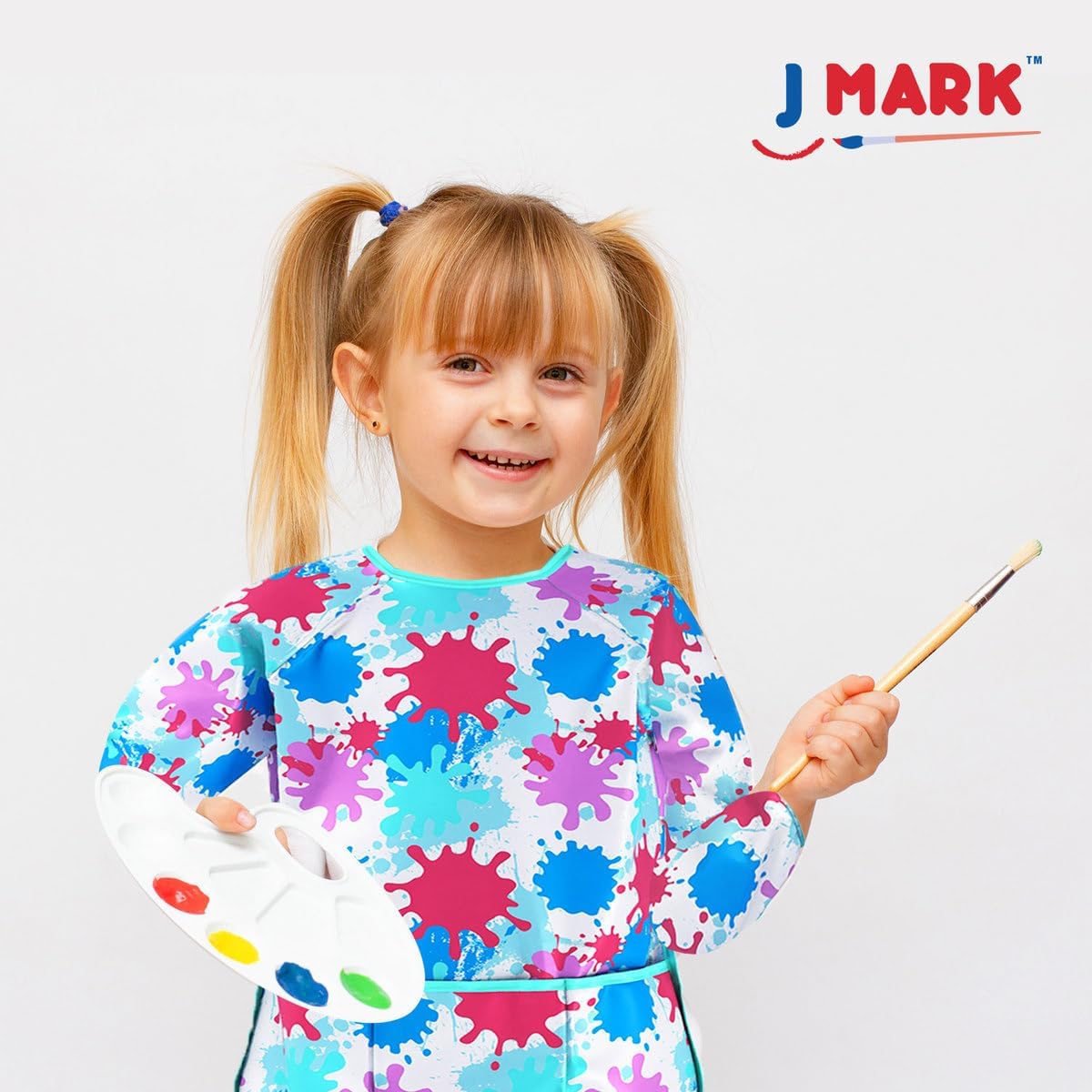 J MARK Waterproof Art Smock Painting Apron- 2 Pack Long Sleeve for Arts & Crafts