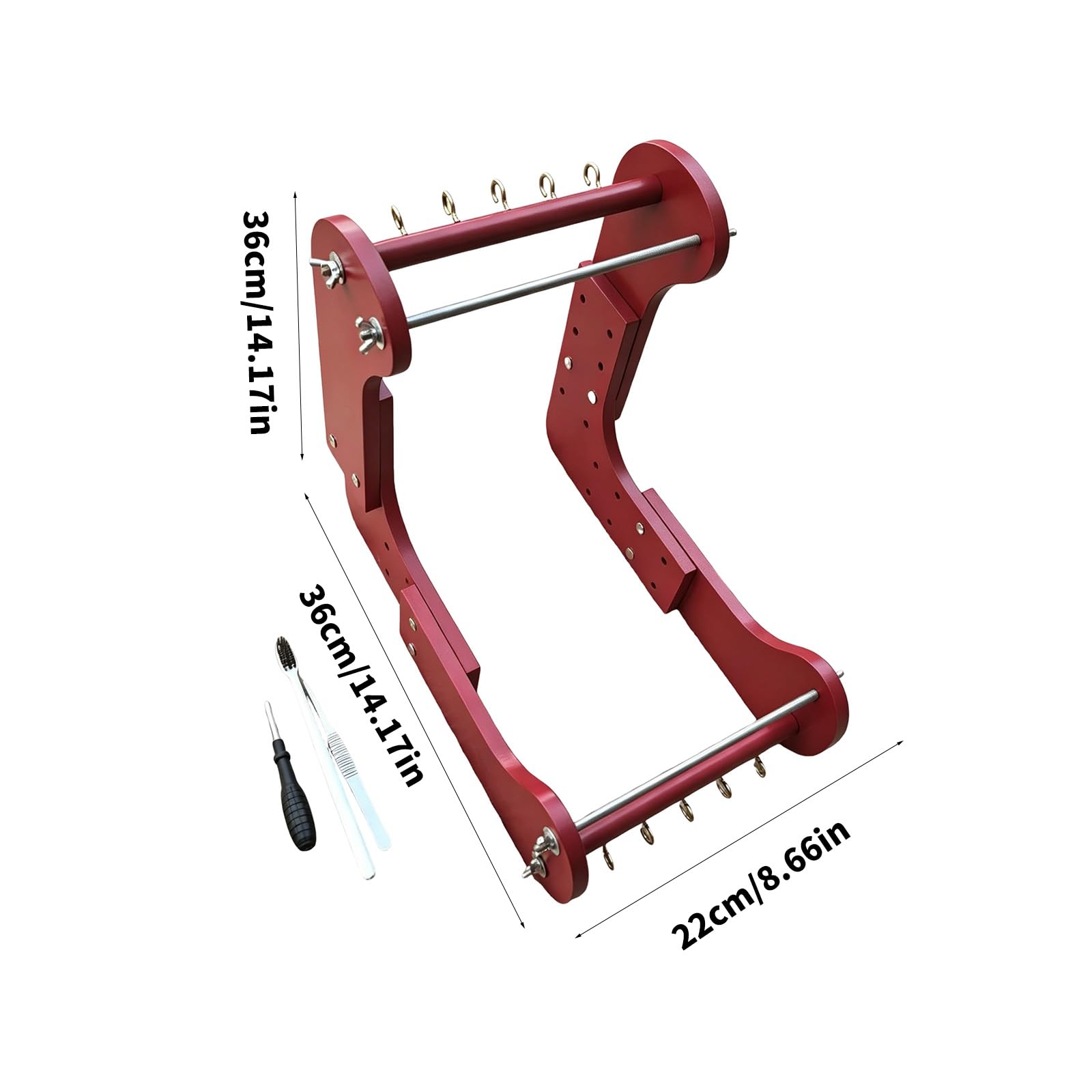 Marco de cuentas de joyería de madera con configuración de ajustable para encordar pulseras, tejer cuentas y trabajos artesanales Marco de tejido de cuentas ajustable Herramienta de encordar de