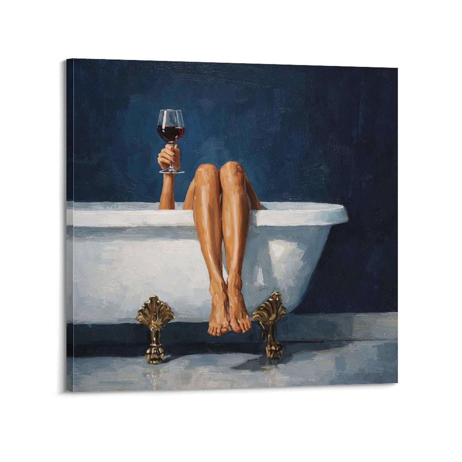 OKAHYS Vintage Beautiful Girl Poster Sexy Girl Wine Glass in The Bathtub Decorative Painting Canvas Wall Artworks Picture 28x28inch(70x70cm)