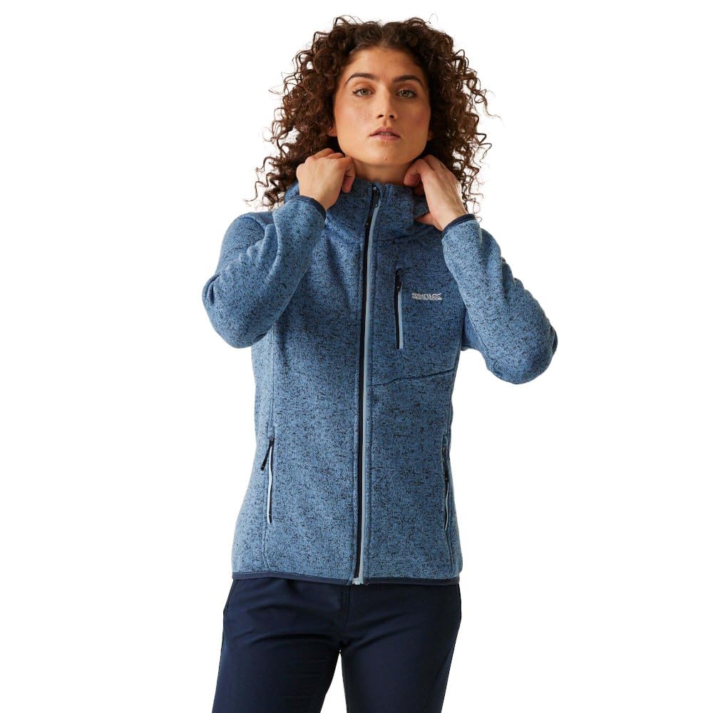 Regatta Women's Coronet Blue Newhill Full Zip Hooded Warm Winter Fleece Jacket - 20