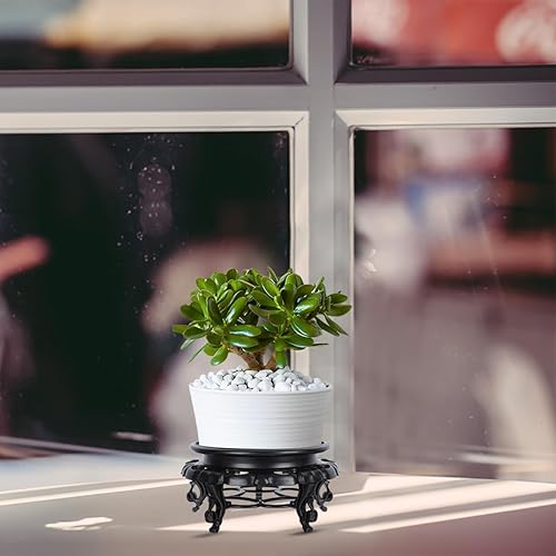 Miniatura 3 de 1 estante de exhibición decorativo para plantas en maceta, soporte tallado para macetas para el hogar y la oficina, elegante base de plantas para