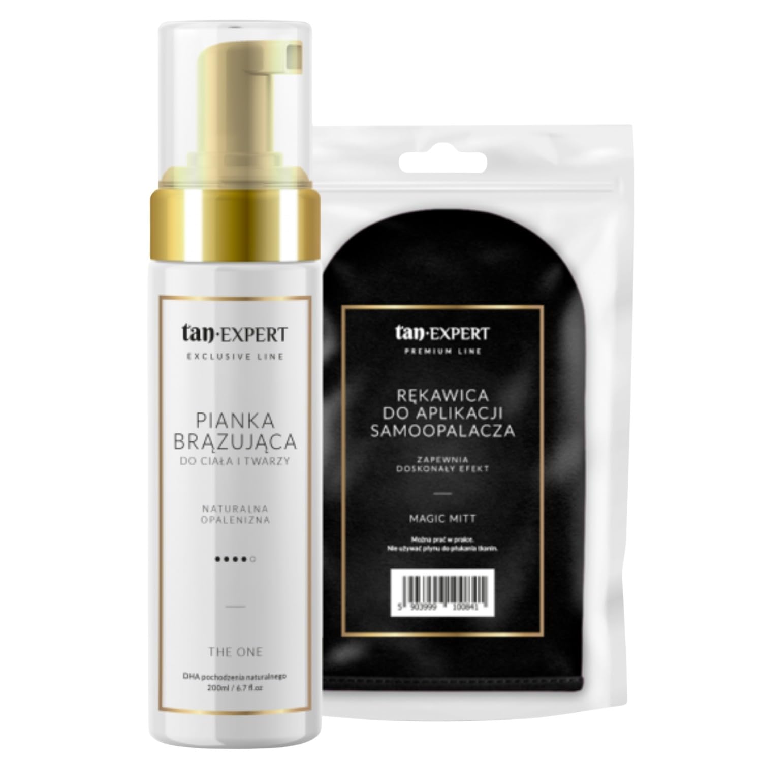 The One samoopalacz Mousse 200 ml zestaw z rękawicą aplikacyjną Magic Mitt do twarzy i ciała