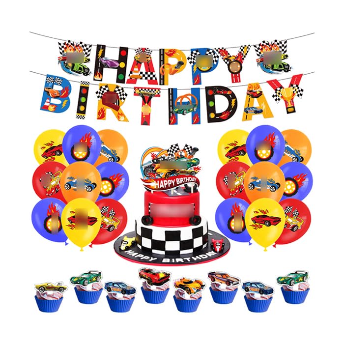 Racing Car Party Supplies Race Car Birthday Decoration Racing Car Balloons Birthday Balloons Racing Car Cake Topper Race Car Banners for Decorations