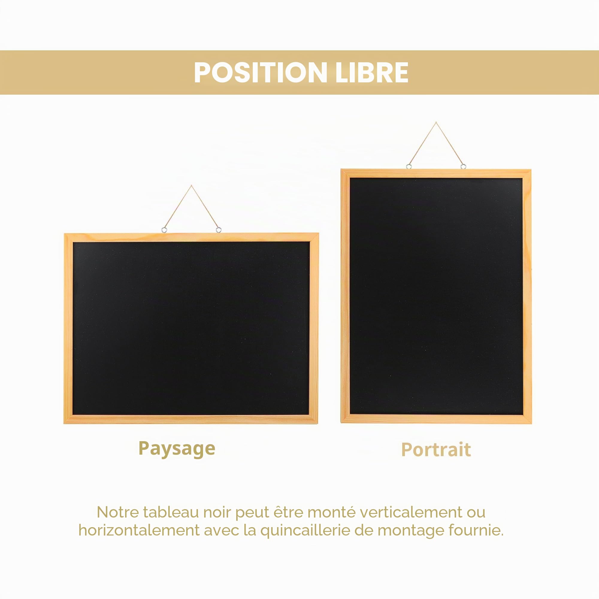 Lot de 4 tableau noir 30 x 40 cm, tableau craie Effaçable, ardoise craie pour Restaurant, Planche en bois pour Café Mariage Décoration Messages