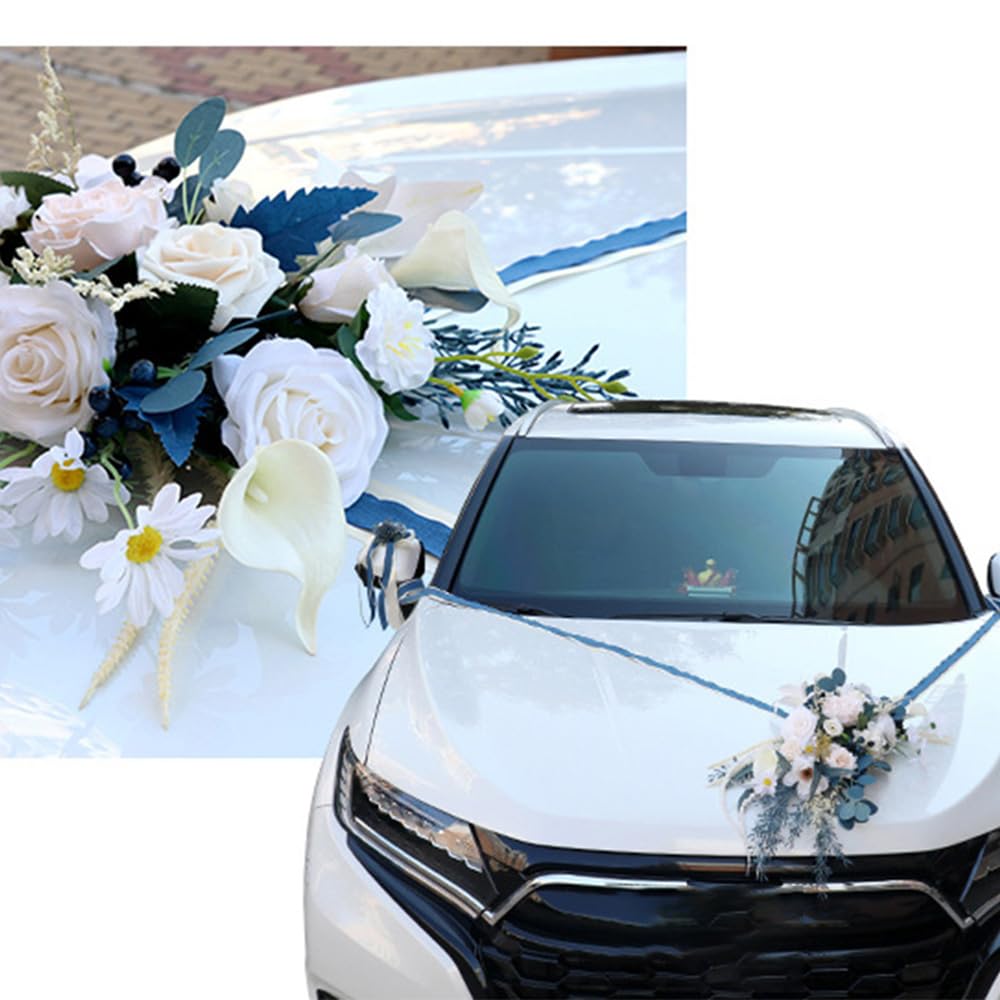 Autogirlande Hochzeit Autoschmuck Set Hochzeitsauto Dekorationsset Auto Motorhaube Deko Rückspiegel Und Türknauf Autoschleifen Car Wedding Girlande Blumenschmuck Auto Hochzeit Grün