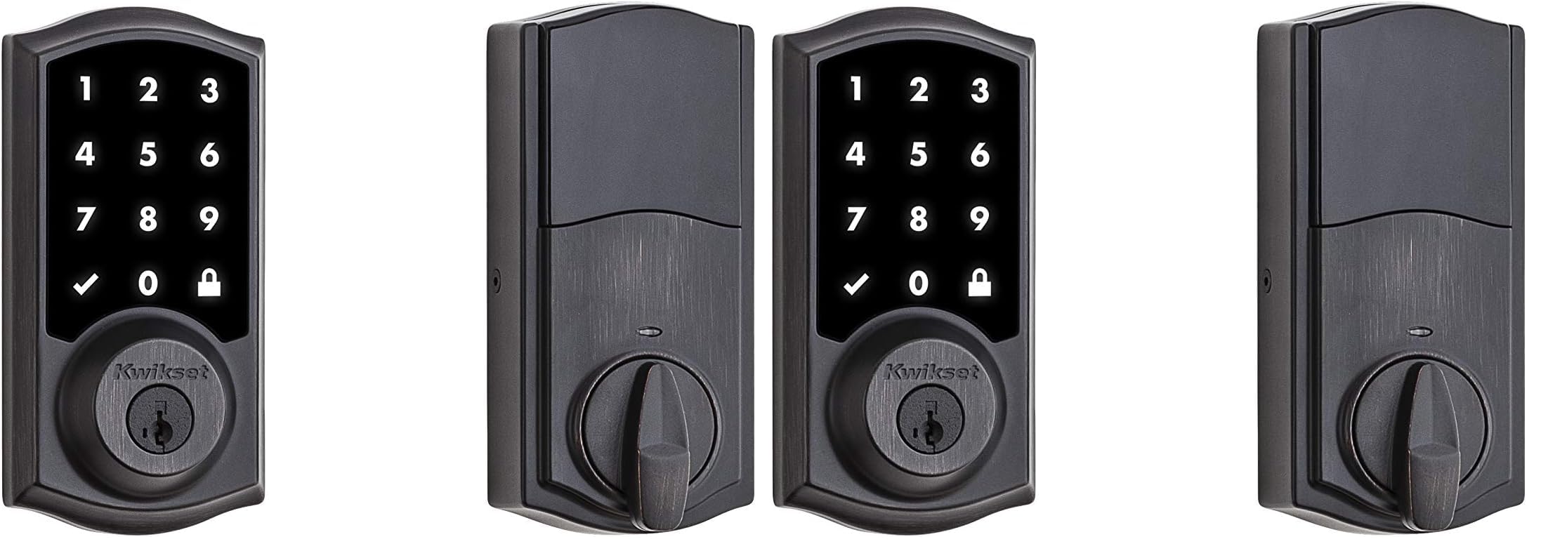 Kwikset 916 Keyless Entry Touchscreen SmartCode Electronic Deadbolt Smart Lock Featuring SmartKey Security and ZigBee 3.0 Technology in Traditional Venetian Bronze, Zigbee Hub Sold Seperately