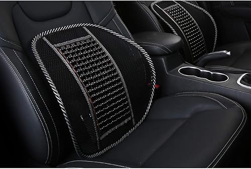 Miniatura 4 de Soporte lumbar de madera con cuentas de masaje cómodo cojín de respaldo para asiento de automóvil, silla de oficina en casa, negro