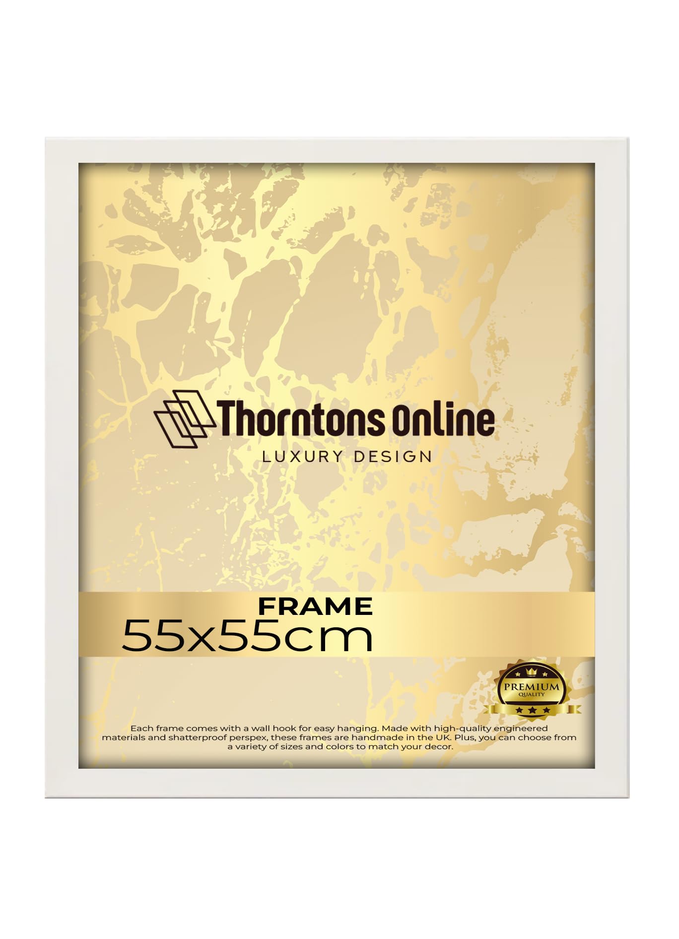 Throntons White Frame 55 x 55 cm MDF Wood Photo Picture Poster Frame with Acrylic Glass Portrait or Landscape Wall Mount Decoration Display