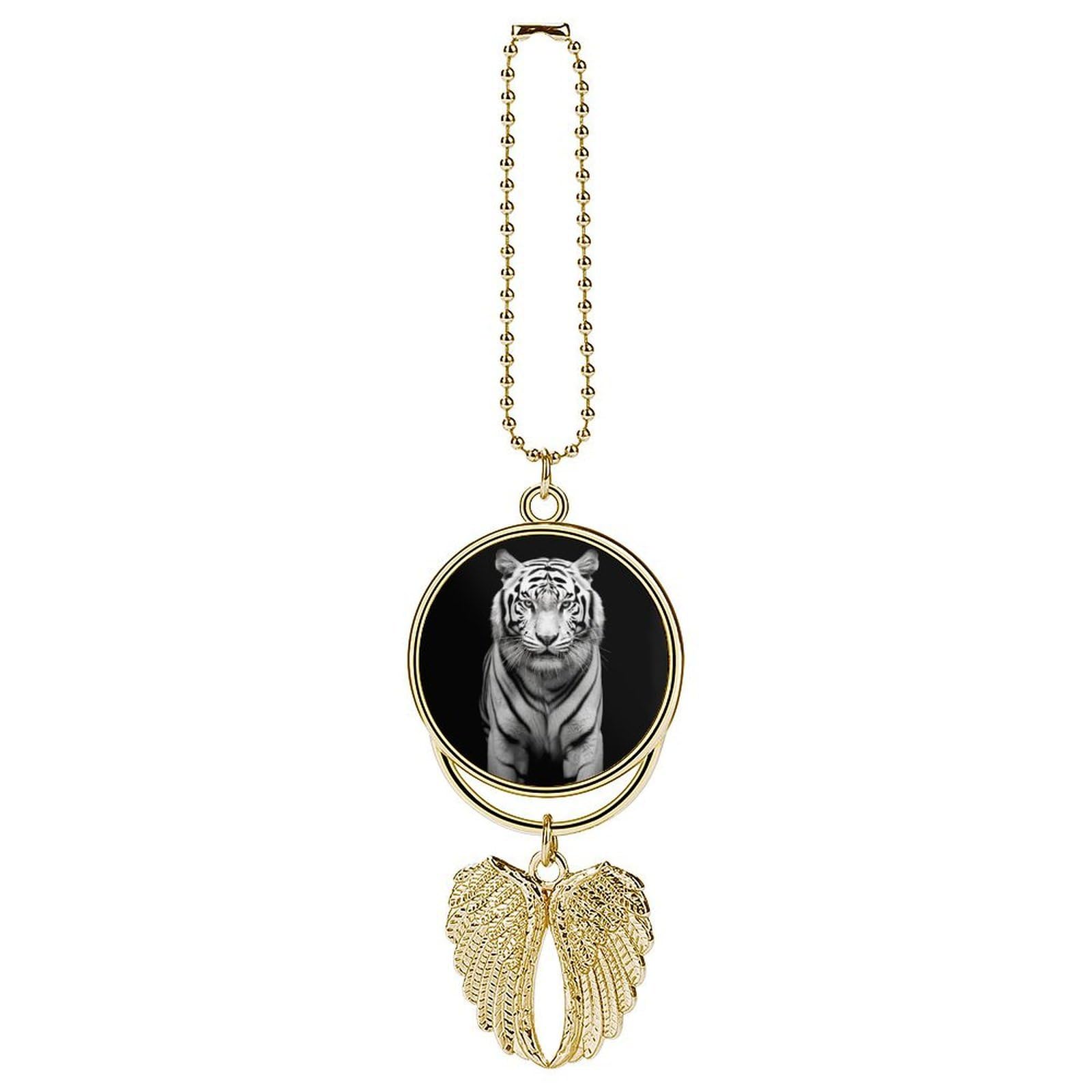 Black and White Tiger Car Charm Alloy Car Rear View Mirrors Hanging Ornaments Stylish Car Pendant Funny Auto Hanging Accessories Car Hanging Ornaments Gift for Women Men