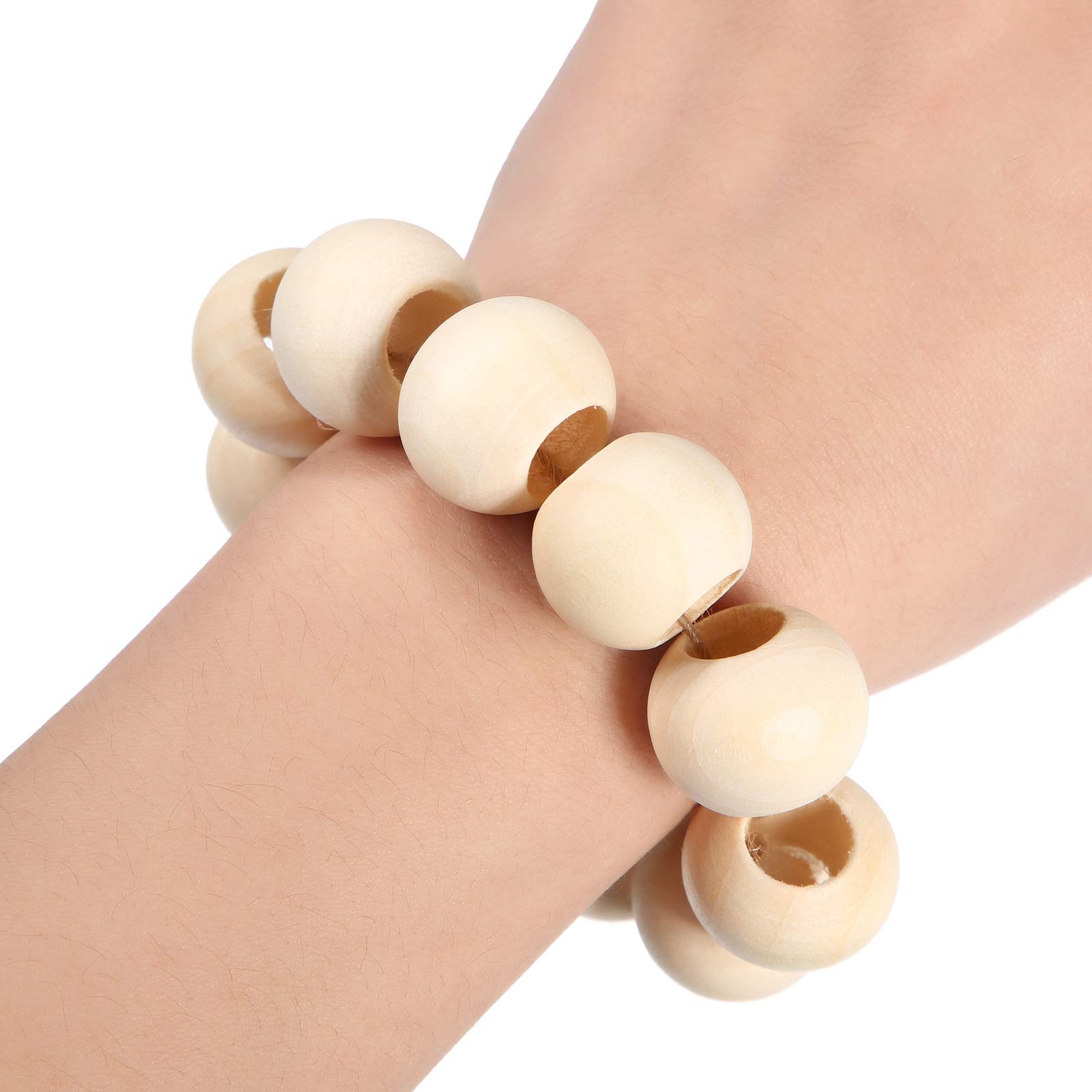 Aylifu Wooden Beads,30 Pcs Colorful Oval Wood Beads Large Hole Tube Beads Barrel