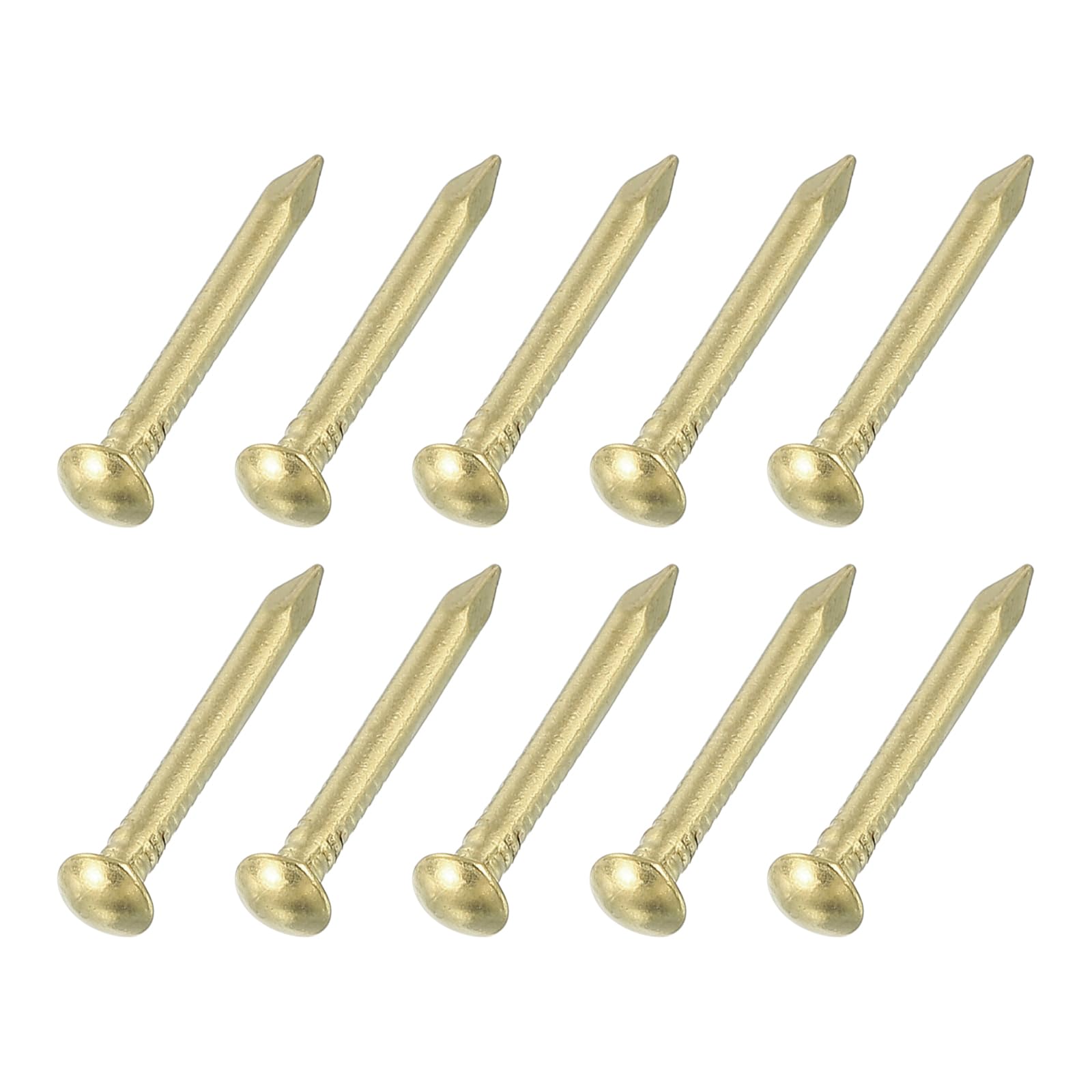 uxcell 100Pcs Small Hardware Nails, 1.5 x 12mm Brass Round Head Nail Common Finishing Nail for Household Woodworking Picture Hanging DIY Projects,