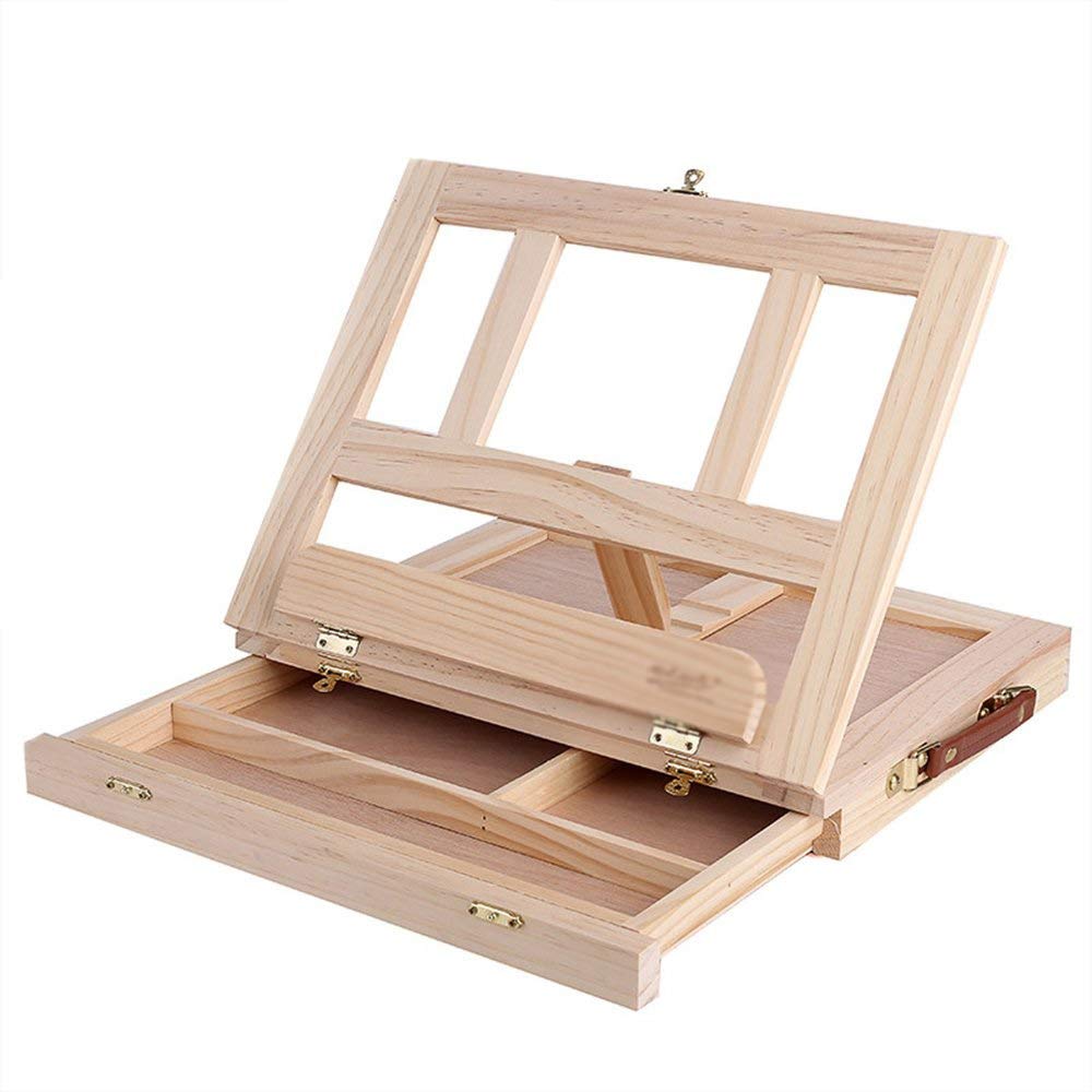 CWCQGH Painting Easel Wood Folding Desktop Easel Desktop Drawer Draw Board Sketch Watercolor Frame Sketch Oil Painting Box 50 33cm Painting Easel
