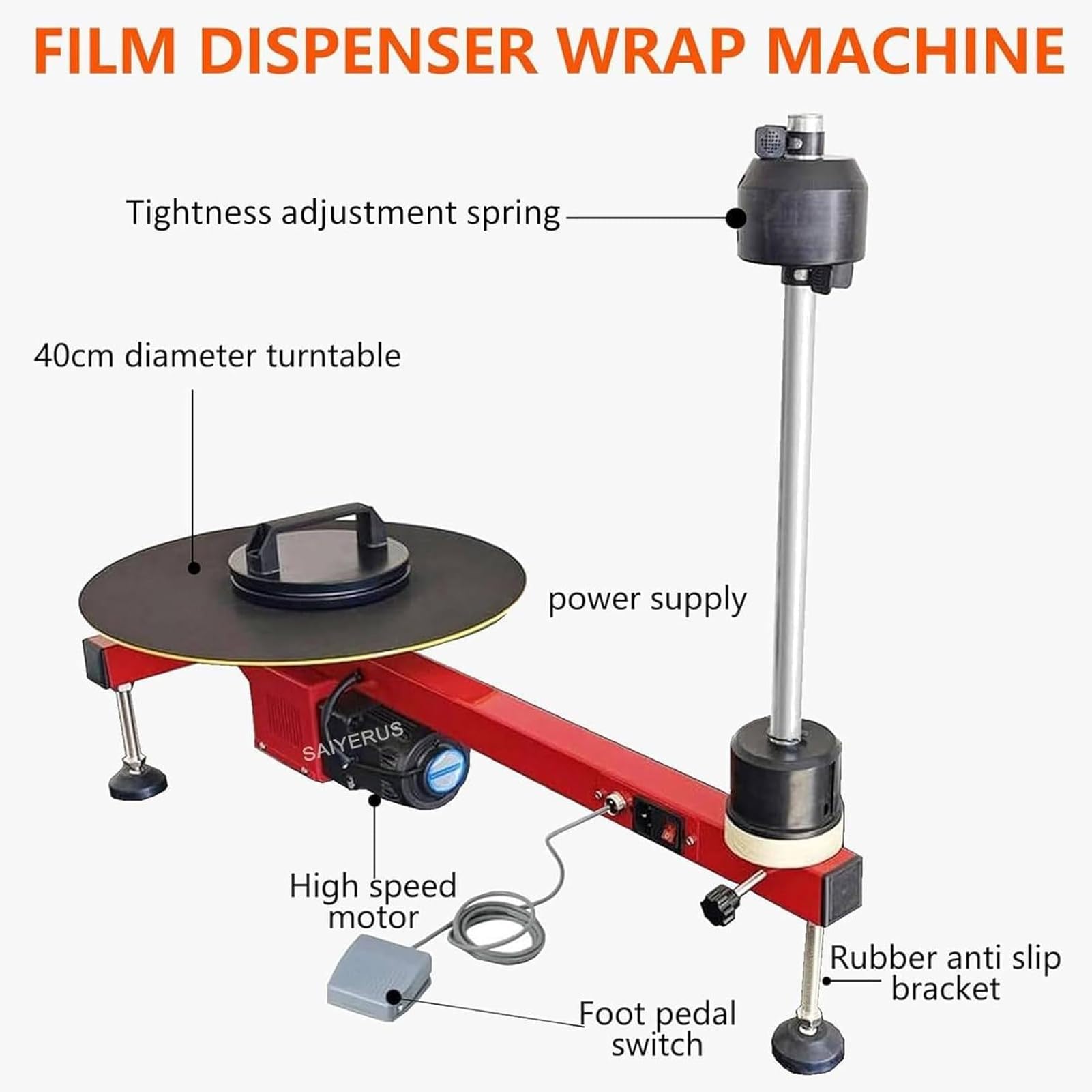 Máquina Eléctrica de Envoltura con Film Estirable para Cartones, Equipaje y Almacén – Empaquetado y Flejado Eficiente para Necesidades de Embalaje