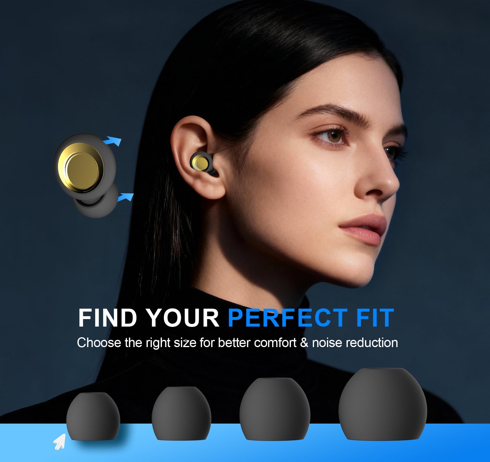 Ear Plugs for Sleeping, Ultra Soft & Reusable Silicone Earplugs | Customizable Fit | 45dB Noise Reduction, Hearing Protection with 8 Tips for Sleep, Travel, Sensitivity, Deep Focus, Gold — Amazon image 6