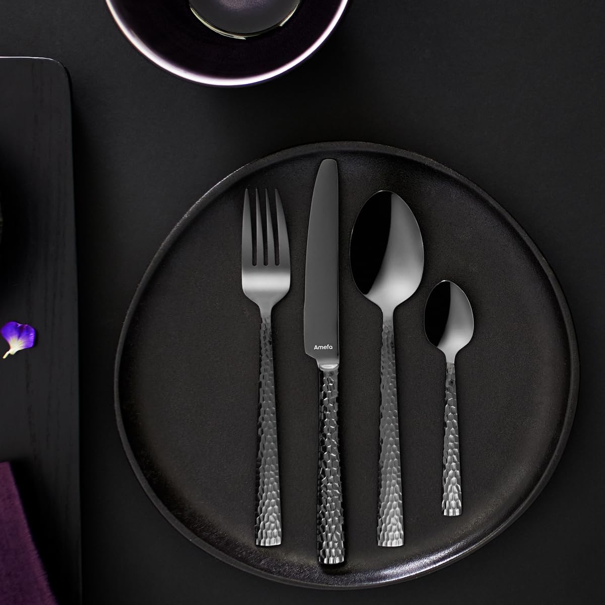 Amefa Felicity PVD Kuchengabel Set 6-teilig | Schwarz | PVD Dessertgabel Set für 6 Personen | Dessertgabeln | Dessertbesteck