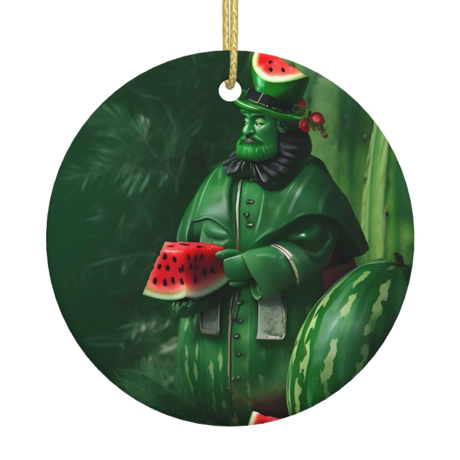 Patrick's Watermelon Festival Printed Christmas Tree Ceramic Ornaments Holiday Decoration Christmas Unique Pendant for Christmas Party