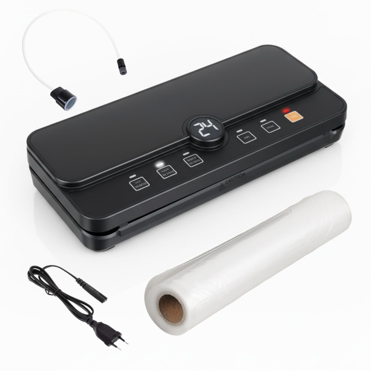 Zgrzewarka Próżniowa 110W 80 kPa – Automatyczna Pakowarka do Żywności z Zgrzewem 30 cm, Nożykiem i Schowkiem na Rolkę – Tryb Suchy/Mokry/Delikatny, Wąż do Pojemników