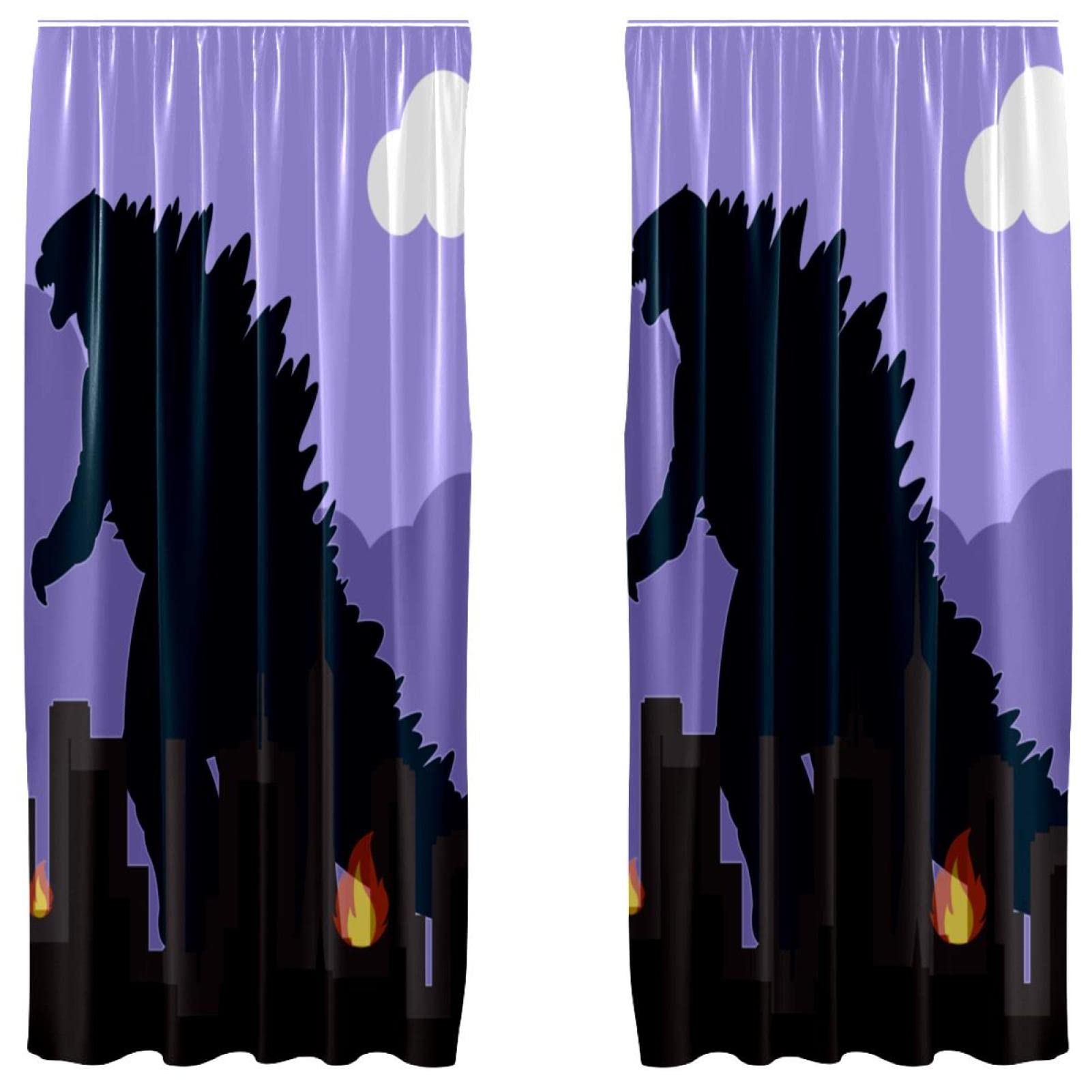 Rideaux occultants violets 140x213cm motif dinosaure