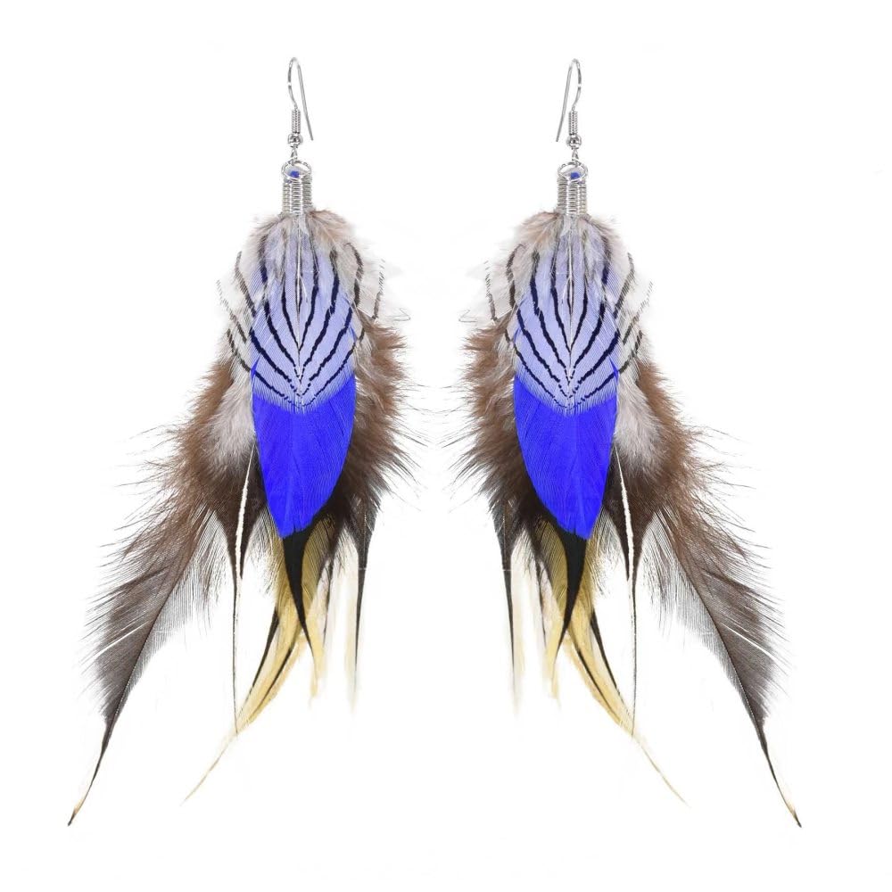 Boucles D'oreilles Pendantes En Plumes Fait Main - Fermoir Dormeuse, Pâte Fimo, Neuf Avec étiquettes