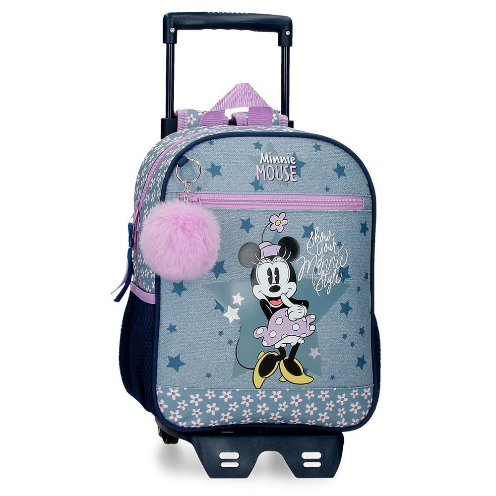 Disney Minnie Style Mochila Preescolar con Carro Azul 23x28x10 cms Poliéster 6,44L